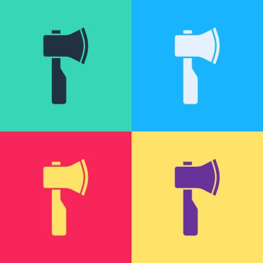 Pop Art Wooden balta simgesi renk arkaplanında izole edilmiş. Oduncu baltası. Vektör