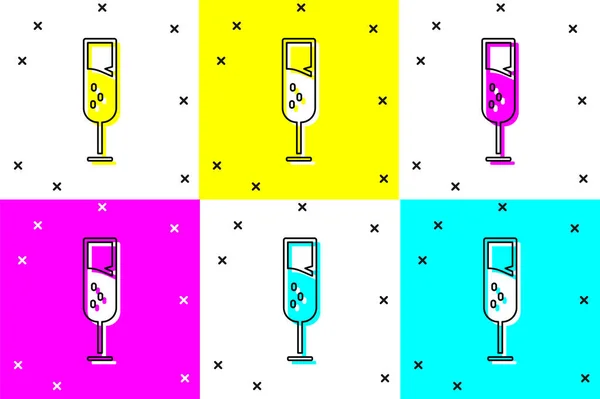 Zestaw Szklanka ikony szampana izolowane na tle koloru. Wektor — Wektor stockowy