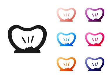 Siyah bisiklet patlamış lastik ikonu beyaz arka planda izole edilmiş. Bisiklet yarışı. Tekerlek havası. Spor malzemeleri. Simgeleri renklendirin. Vektör