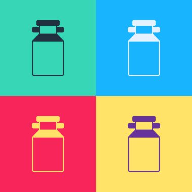 Süt ikonu için pop sanat kutusu renkli arka planda izole edilmiş. Vektör