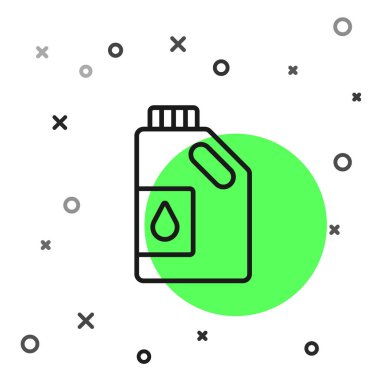 Beyaz arka planda izole edilmiş motor makine yağı ikonu için siyah çizgi kutusu. Benzin bidonu. Yağ değiştirme ve onarım servisi. Motor yağı işareti. Vektör