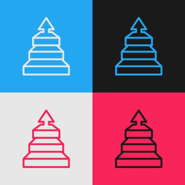 Pop Art Line Business piramit grafikleri bilgi simgesi renk arkaplanında izole edildi. Piramitsel aşamalar grafik elementleri. Vektör