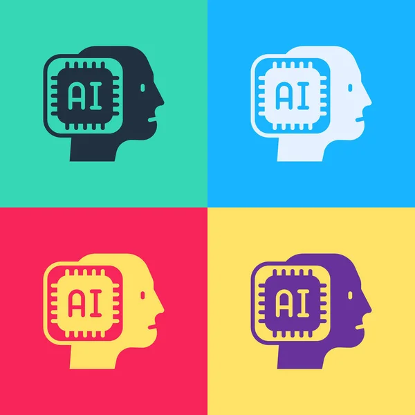 Pop art Icono robot humanoide aislado sobre fondo de color. Inteligencia artificial, aprendizaje automático, computación en nube. Vector — Archivo Imágenes Vectoriales