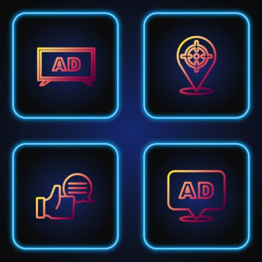 Satır Reklamcılığı, Müşteri Ürünleri Derecelendirme ve Hedef. Renk simgeleri. Vektör