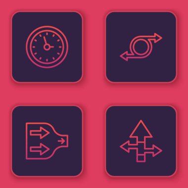 Hat Clock, Arrow ve. Mavi kare düğme. Vektör