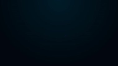 Parlayan neon hat kamera simgesi siyah arkaplanda izole edildi. Video kamera. Film tabelası. Film projektörü. 4K Video hareketli grafik canlandırması