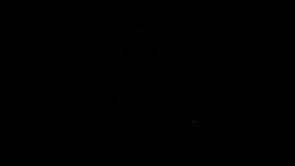 Vit linje Frilansare ikon isolerad på svart bakgrund. Frilansare som jobbar på laptop hemma hos sig. Onlinearbete, distansarbete. 4K Video motion grafisk animation — Stockvideo