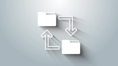 Beyaz Bulut metin depolama belgesi klasörü simgesi gri arkaplanda izole edildi. 4K Video hareketli grafik canlandırması