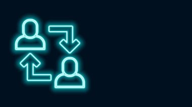 Parlayan neon hattı Proje taban simgesi siyah arkaplanda izole edildi. İş analizi ve planlama, danışmanlık, takım çalışması, proje yönetimi. 4K Video hareketli grafik canlandırması
