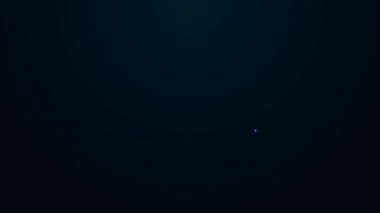 Siyah arkaplanda izole edilmiş bilgisayar simgesinde parlayan neon hat video kamera kapalı. Video yok. 4K Video hareketli grafik canlandırması