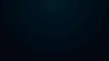 Parlayan neon hattı zaman yönetimi simgesi siyah arkaplanda izole edildi. Saat ve kahve fincanı işareti. Üretkenlik sembolü. 4K Video hareketli grafik canlandırması