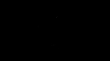 Çevrimiçi çalışan beyaz çizgi simgesi siyah arkaplanda izole edildi. Evinde dizüstü bilgisayarla çalışan serbest çalışan bir adam. Uzaktan kumanda. Mesafeli iş kavramı. 4K Video hareketli grafik canlandırması