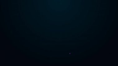 Parlayan neon hattı alarm saati simgesi siyah arkaplanda izole edildi. Uyan, kalk konsepti. Zaman işareti. 4K Video hareketli grafik canlandırması