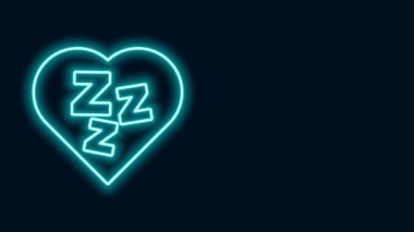 Parlayan neon hattı Uykucu simgesi siyah arkaplanda izole edildi. Uykucu zenci konuşma balonu. 4K Video hareketli grafik canlandırması