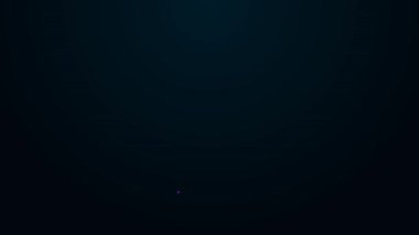 Siyah zemin üzerinde su ikonu olan parlak neon çizgisi. Soda bardağı. 4K Video hareketli grafik canlandırması