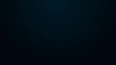 Parlayan neon hattı vücut geliştiricisi siyah arka planda izole edilmiş kas simgesini gösteriyor. Formda kalmak, güçlü sağlık hobisi kavramı. 4K Video hareketli grafik canlandırması