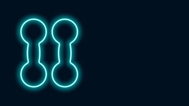 Parlayan neon hattı Dumbbell simgesi siyah arkaplanda izole edildi. Kas kaldırma ikonu, fitness halteri, spor aletleri, egzersiz yaban domuzu. 4K Video hareketli grafik canlandırması