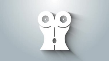 Beyaz kadın belindeki ikon gri arka planda izole edilmiş. 4K Video hareketli grafik canlandırması