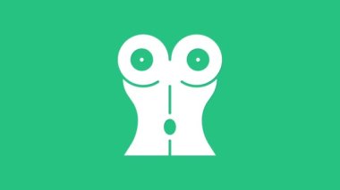 Beyaz kadın belindeki ikon yeşil arka planda izole edilmiş. 4K Video hareketli grafik canlandırması