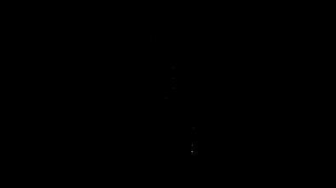 Beyaz çizgi spor eğitim programı ya da siyah arkaplanda izole edilmiş fitness planı simgesi. 4K Video hareketli grafik canlandırması