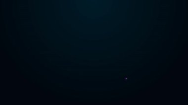 Parlak neon hattı. Siyah arkaplanda iki ya da bir kişi için büyük yatak. 4K Video hareketli grafik canlandırması