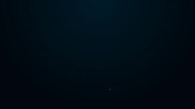 Parlayan neon hattı atlama ipi simgesi siyah arkaplanda izole edildi. İp atlıyorum. Spor malzemeleri. 4K Video hareketli grafik canlandırması