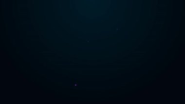 Siyah arka planda izole edilmiş kase ikonunda parlayan neon çizgisi salatası. Taze sebze salatası. Sağlıklı beslenme. 4K Video hareketli grafik canlandırması