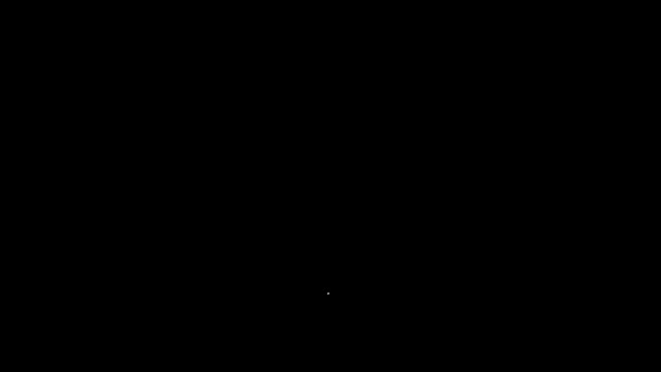 Línea blanca Corazón con icono de trabajo de texto aislado sobre fondo negro. Animación gráfica de vídeo 4K — Vídeo de stock
