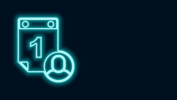 Glowing neon line Time management icon isolated on black background. Productivity symbol. 4K Video motion graphic animation — Αρχείο Βίντεο