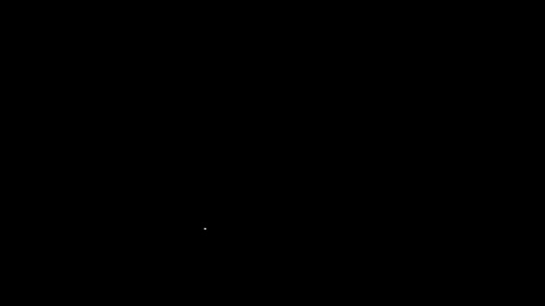 Белая линия Онлайн рабочий значок изолирован на черном фоне. Фрилансер, работающий над ноутбуком у себя дома. Удаленная работа. Дистанционная концепция работы. Видеографическая анимация 4K — стоковое видео