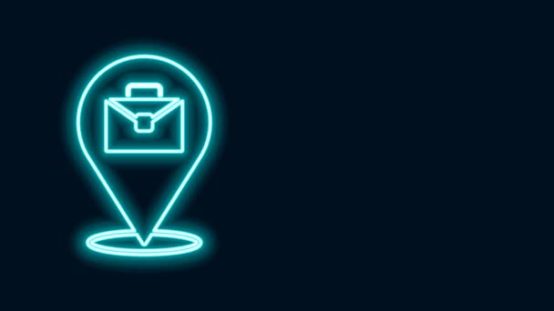 Glowing neon line Online working icon isolated on black background. Freelancer man working on laptop at his house. Remote work. Distant job concept. 4K Video motion graphic animation — Αρχείο Βίντεο