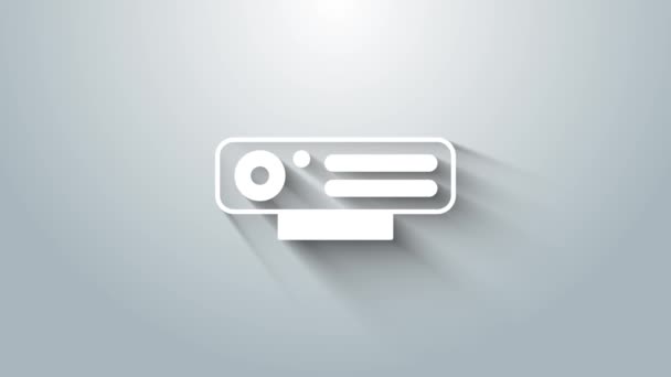Weißes Web-Kamera-Symbol isoliert auf grauem Hintergrund. Chat-Kamera. Webcam-Symbol. 4K Video Motion Grafik Animation — Stockvideo