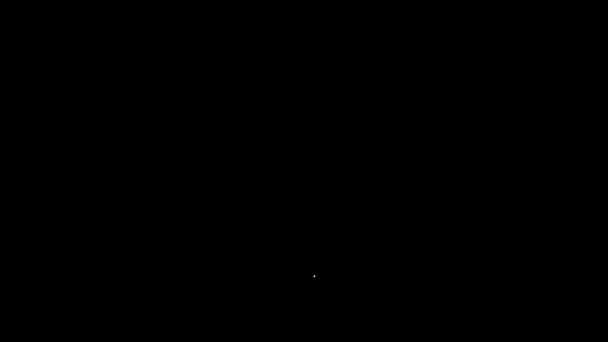 Weiße Linie Online-Arbeitssymbol isoliert auf schwarzem Hintergrund. Freiberuflicher Mann, der in seinem Haus am Laptop arbeitet. Fernbedienung. Distanziertes Jobkonzept. 4K Video Motion Grafik Animation — Stockvideo