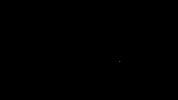 Línea blanca Micrófono silencioso en el icono de la computadora aislado sobre fondo negro. Micrófono silenciado. Animación gráfica de vídeo 4K — Vídeo de stock