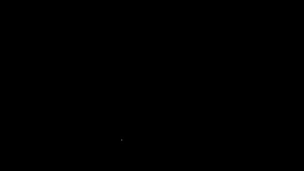 Белая линия иконка фрилансера выделена на черном фоне. Фрилансер, работающий над ноутбуком у себя дома. Концепция дистанционной работы. Видеографическая анимация 4K — стоковое видео