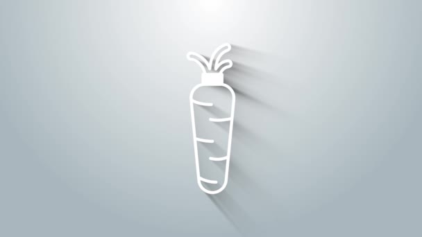 White Carrot Symbol isoliert auf grauem Hintergrund. 4K Video Motion Grafik Animation — Stockvideo