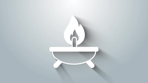 White Aroma candle icon isolated on grey background. 4K Video motion graphic animation — Stock Video