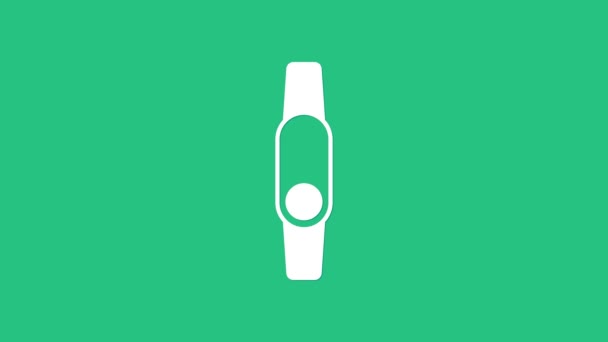 White Smartwatch icon isolated on green background. Fitness App concept. 4K Video motion graphic animation — Video Stock