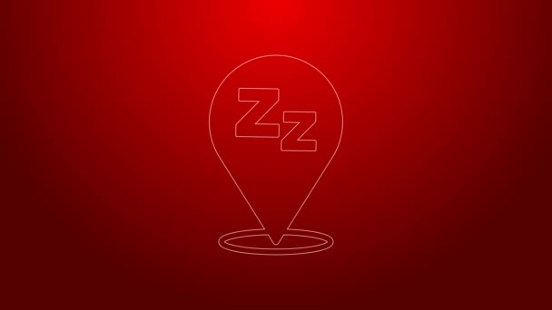 Green line Sleepy icon isolated on red background. Sleepy zzz black talk bubble. 4K Video motion graphic animation — Stock Video