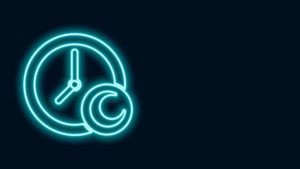 Świecąca neonowa linia Czas na ikonę snu izolowaną na czarnym tle. Śpiący Zzzz. Zdrowy styl życia. 4K Animacja graficzna ruchu wideo — Wideo stockowe
