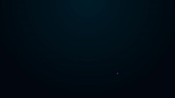 Žhnoucí neonová čára Velká postel pro dvě nebo jednu osobu ikonu izolované na černém pozadí. Grafická animace pohybu videa 4K — Stock video