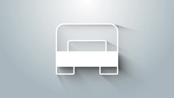 Blanc Grand lit pour deux ou une personne icône isolé sur fond gris. Animation graphique de mouvement vidéo 4K — Video