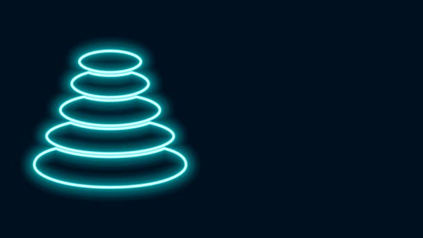 Glowing neon line Stack hot stones icon isolated on black background. Spa salon accessory. 4K Video motion graphic animation — Stock Video