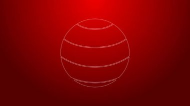 Kırmızı arkaplanda yeşil çizgi Fitness topu simgesi izole edildi. Spor topu. 4K Video hareketli grafik canlandırması
