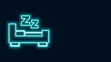 Parlayan neon hattı siyah arkaplanda izole edilmiş uyku ikonu zamanı. Uykulu Zzzz. Sağlıklı bir yaşam tarzı. 4K Video hareketli grafik canlandırması