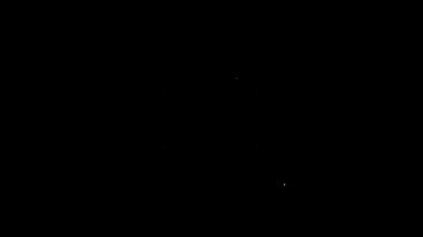 Beyaz çizgi banyo ölçekli simge siyah arka planda izole edildi. Ağırlık ölçme ekipmanı. Ağırlık ölçeği spor konsepti. 4K Video hareketli grafik canlandırması