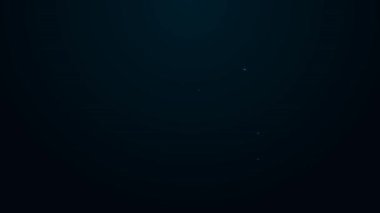 Parlayan neon hattı kaykay parkı simgesi siyah arkaplanda izole edildi. Rampa seti, paten parkı için merdiven. Olağanüstü bir spor. 4K Video hareketli grafik canlandırması