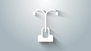 Beyaz Sokak ışık sistemi simgesi gri arkaplanda izole edildi. 4K Video hareketli grafik canlandırması