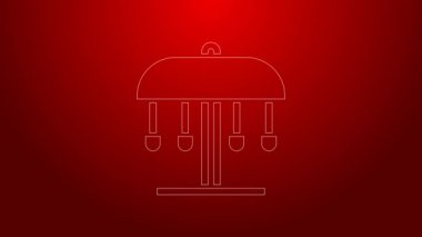 Yeşil çizgi atlıkarınca simgesi kırmızı arkaplanda izole edildi. Eğlence parkı. Çocuklar için eğlence parkı, eğlence parkı. 4K Video hareketli grafik canlandırması