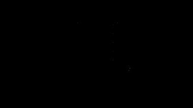 Beyaz çizgi Tahta duvar simgesi siyah arkaplanda izole edilmiş. İsveç merdivenleri. 4K Video hareketli grafik canlandırması